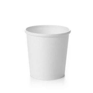 Traditional white 16oz soup/ deli/ take-out container made with heavy construction paper-board