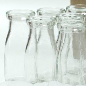 Acopa 14 oz. Glass Milk Bottle with Lid - 12/Case