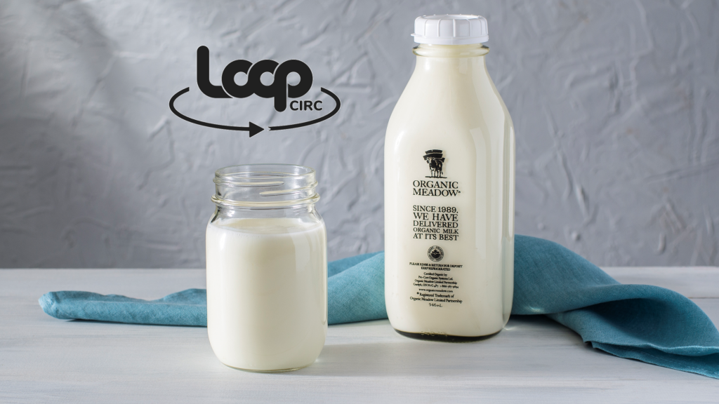 Shows the partnership between Loop and Organic Meadow. Organic Meadow Organic Kefir is now the exclusive dairy product offered by Loop - a zero-waste home delivery program.