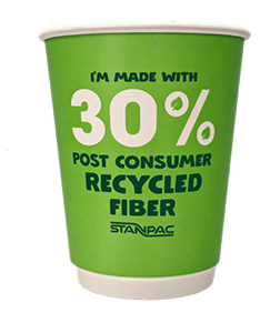 Stanpac offers post consumer recycled fibre cups